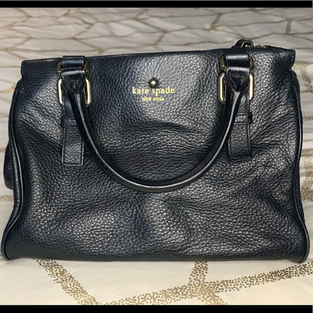 Kate Spade Black Pebble Leather Crossbody Satchel w/ removable shoulder strap